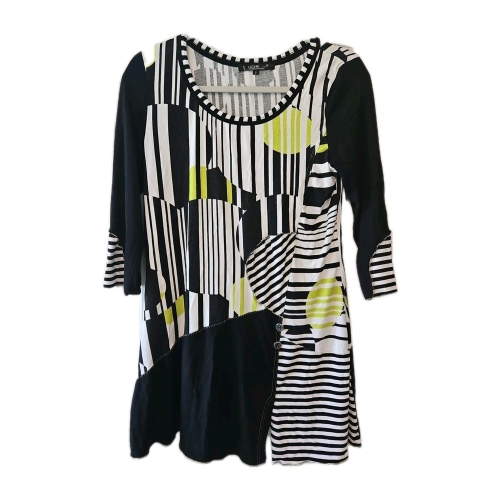 Lior Paris Tunic Women's Small Black Lime Green
